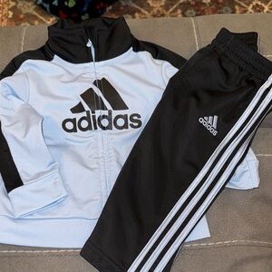 Adidas Baby track suit with Black Joggers with Light Blue Stripes